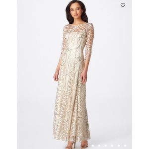 NWS Tahari Evening Gown Gold/Champagne/White